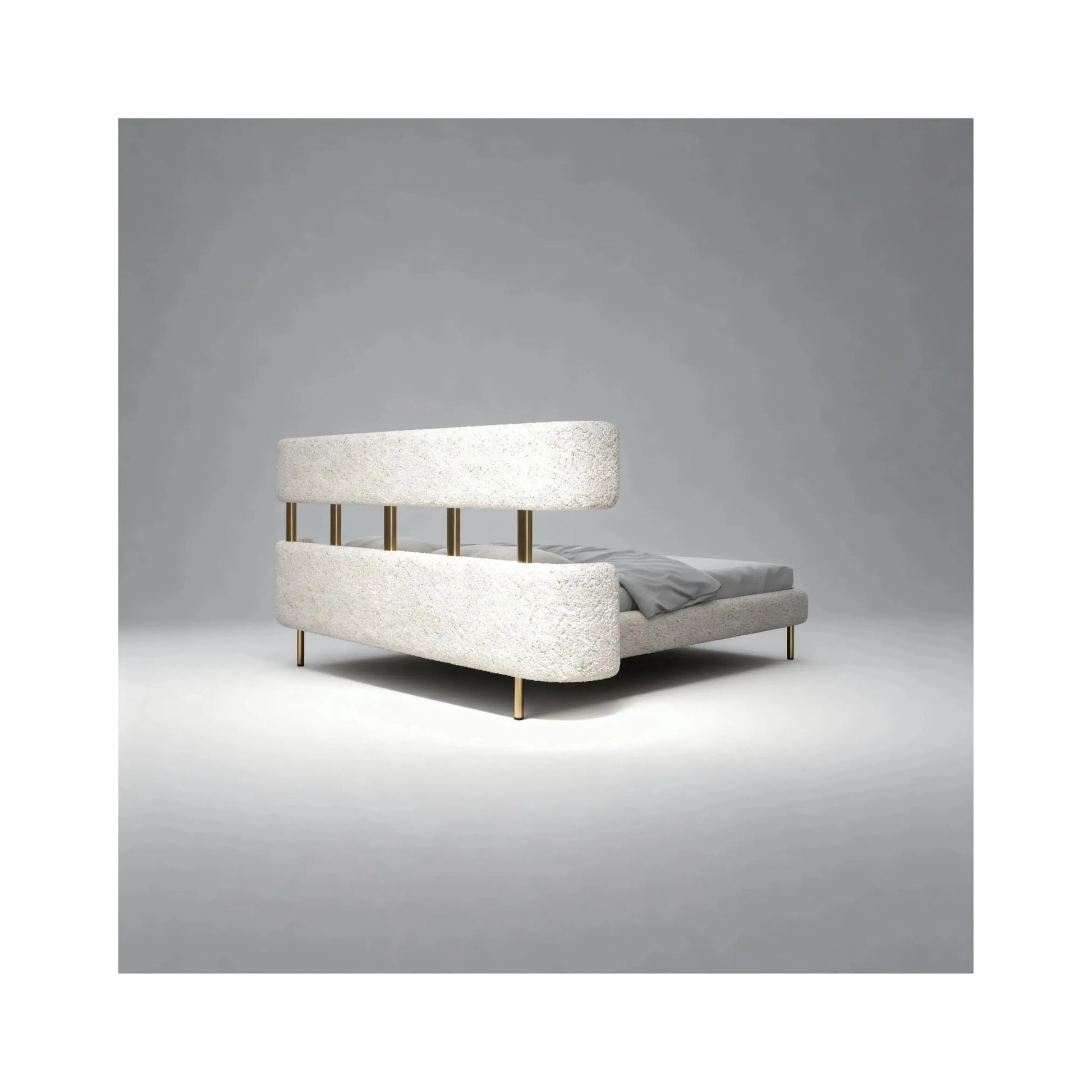 Cama Mael – cama com cabeceira curva e elementos vazados de design arrojado