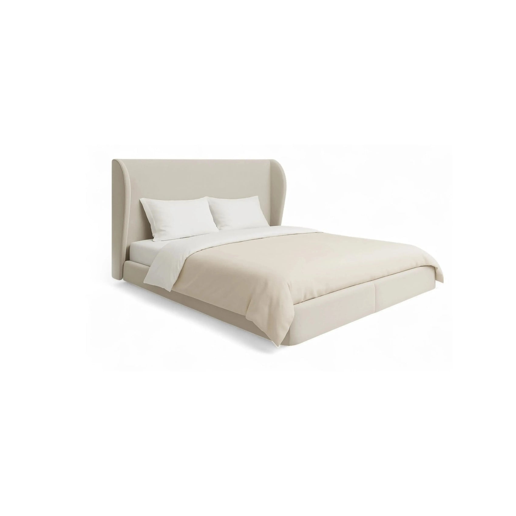 Cama Merida – cama estofada com cabeceira alta e design sereno