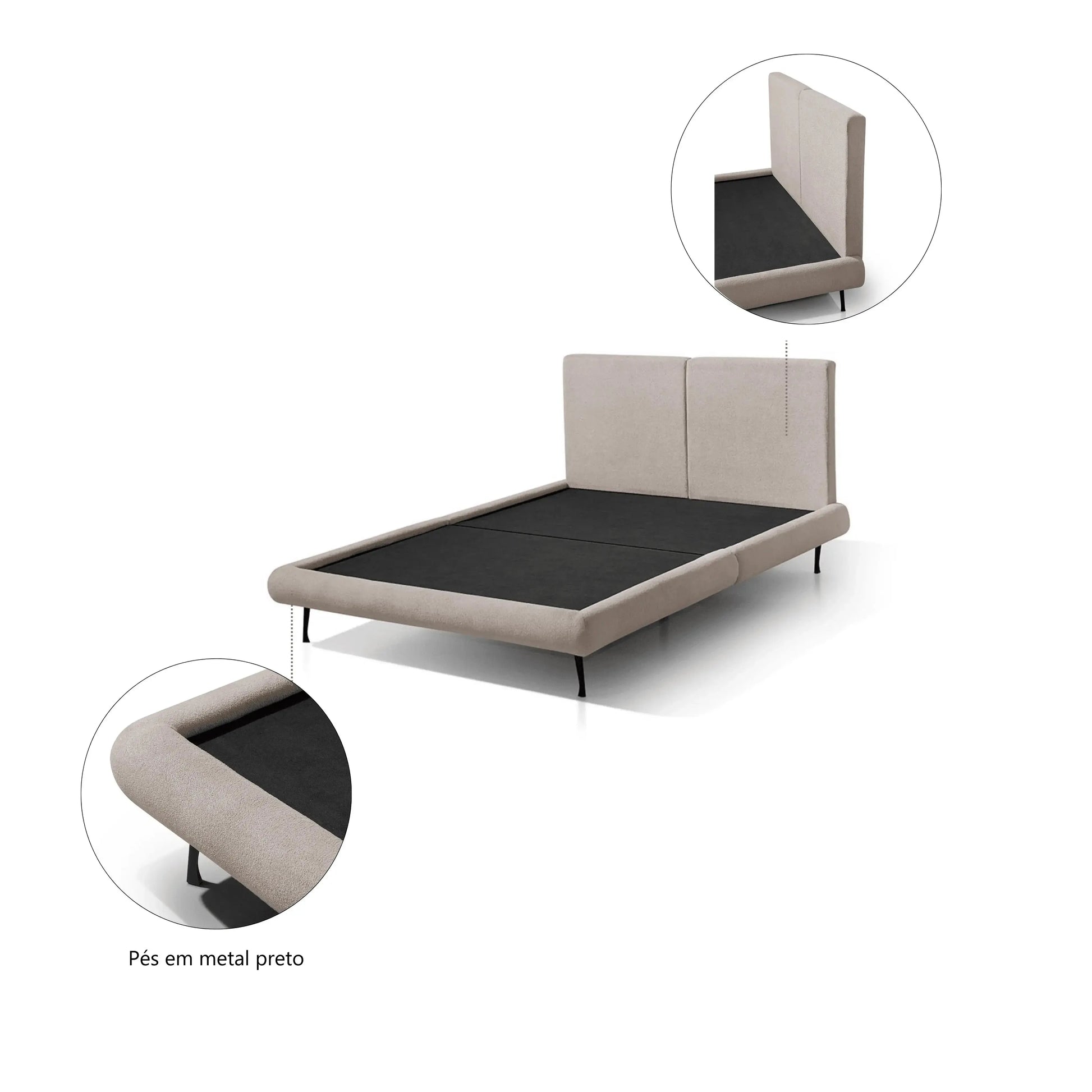 Cama Lavinia Queen – cama com cabeceira alta em courino de 129 cm para quarto sofisticado