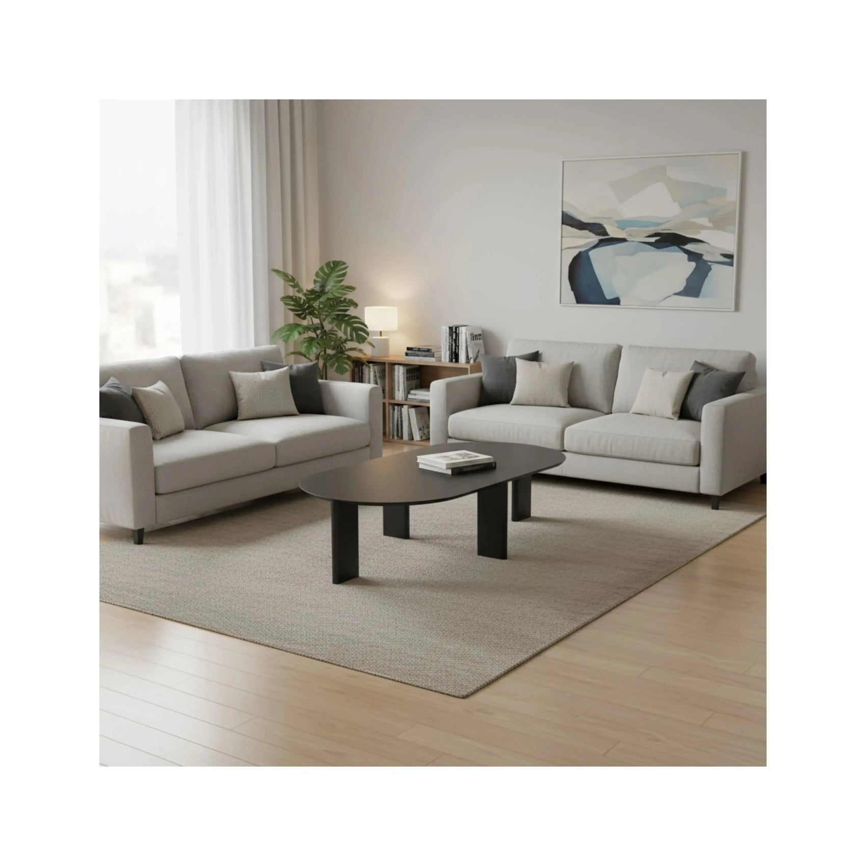 Mesa de Centro Mori Nero – mesa ovalada 120 cm com acabamento Nero para sala de estar