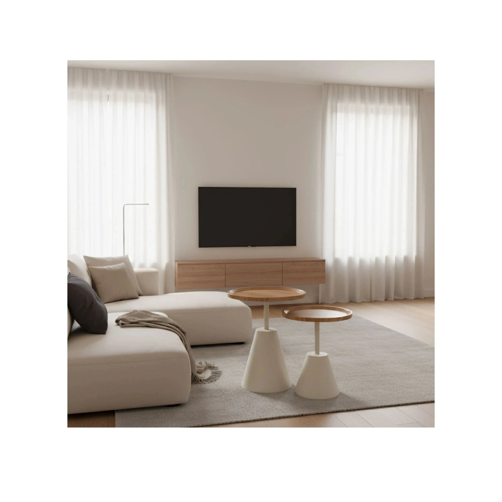 Combo Mesa Lateral Nai – conjunto de 2 mesas laterais com design minimalista