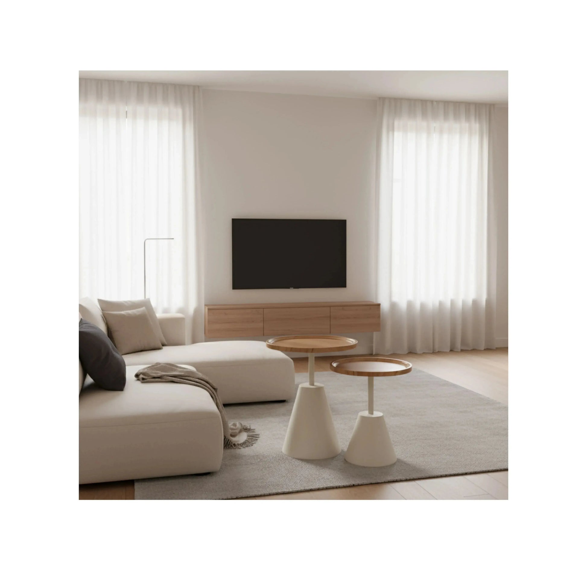 Combo Mesa Lateral Nai – conjunto de 2 mesas laterais com design minimalista
