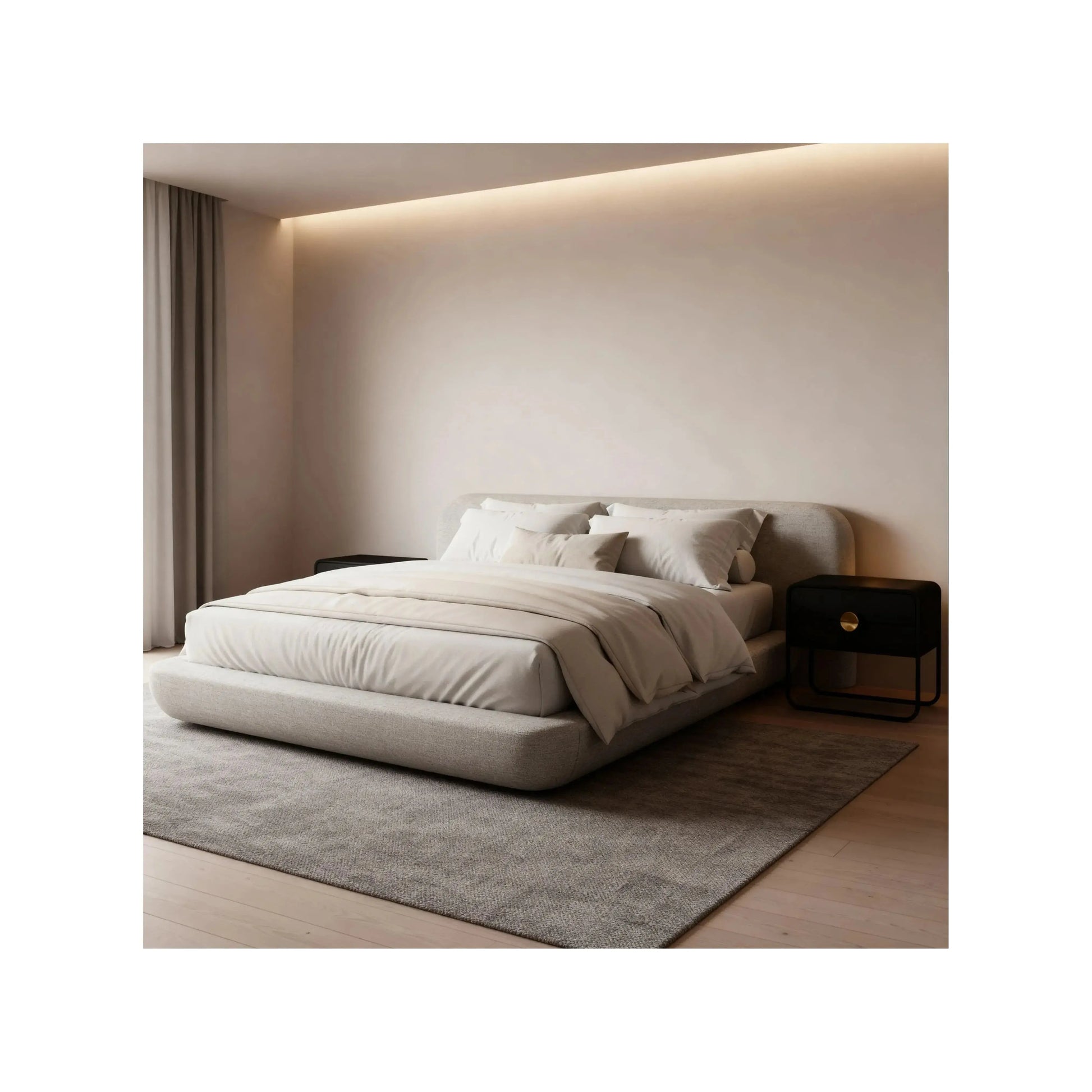 Cama Nala – cama com cabeceira painel ampla e estrado bipartido