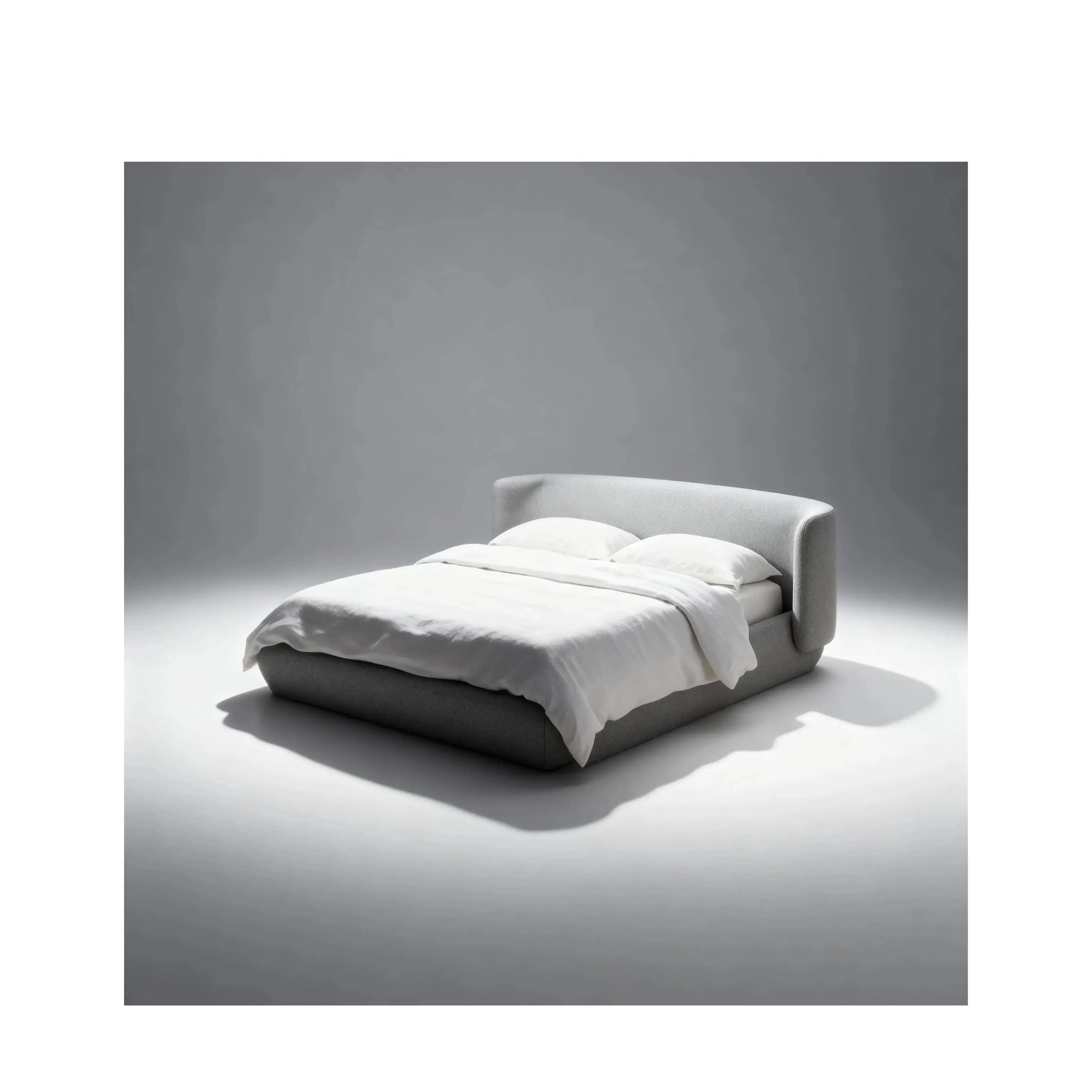 Cama Nina – cama estofada minimalista com cabeceira curva de 95 cm