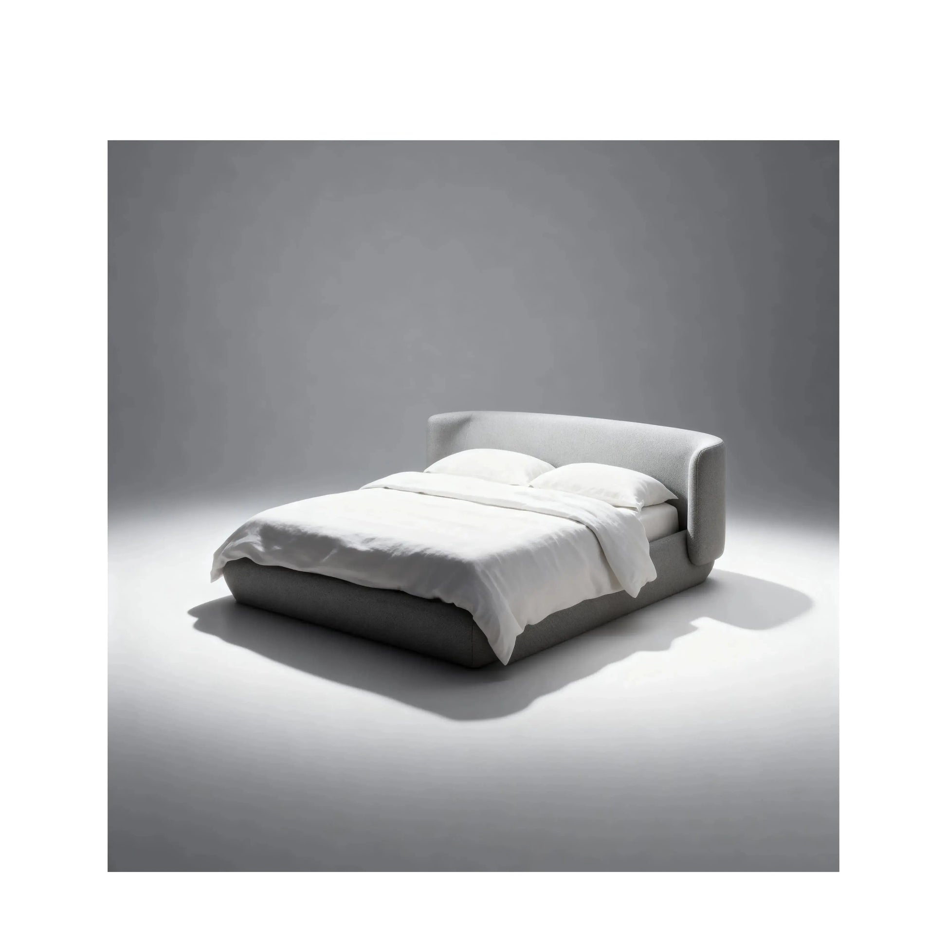 Cama Nina – cama estofada minimalista com cabeceira curva de 95 cm