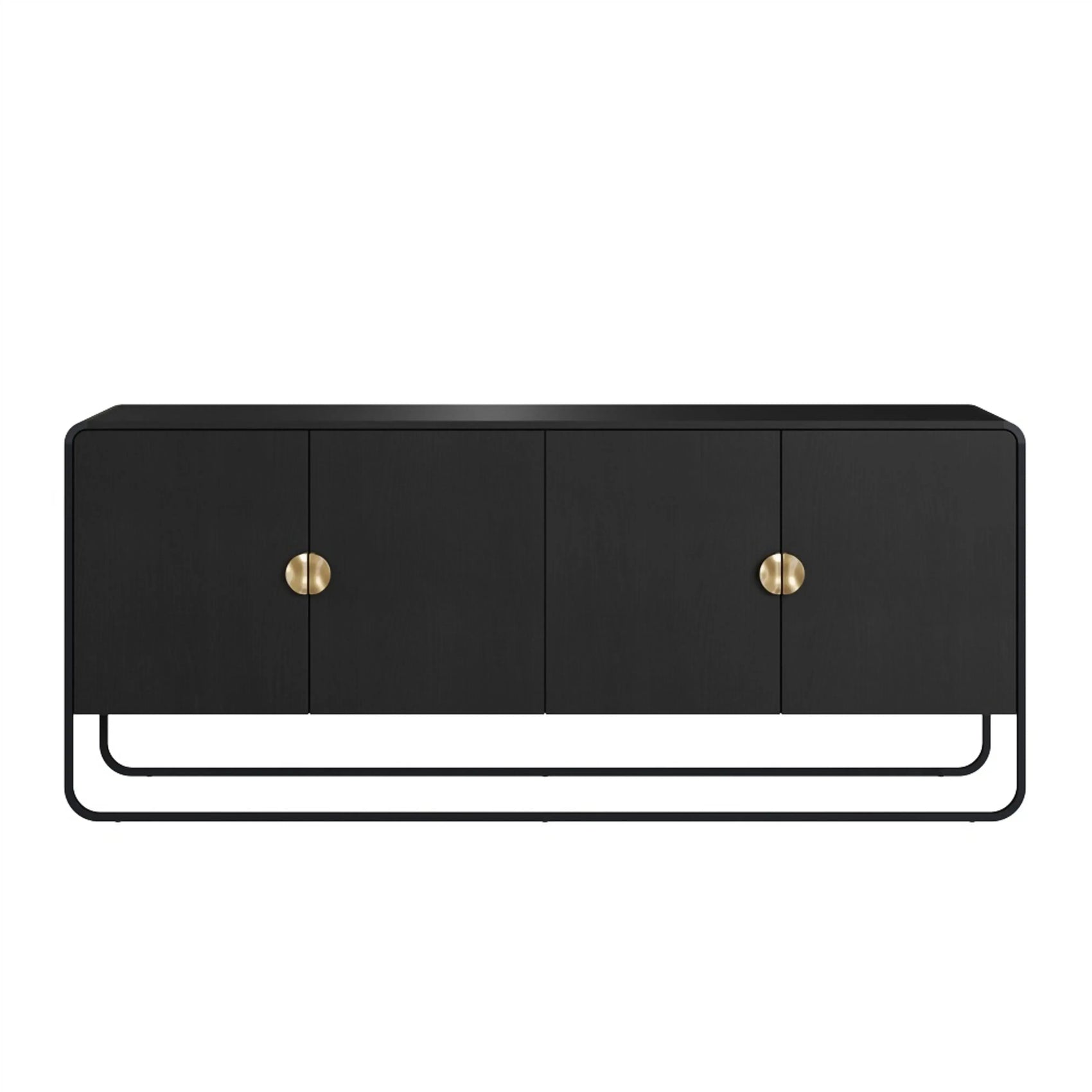 Balcão Buffet Dalia 180cm acabamento Nero/Preto com 4 portas e pés metálicos