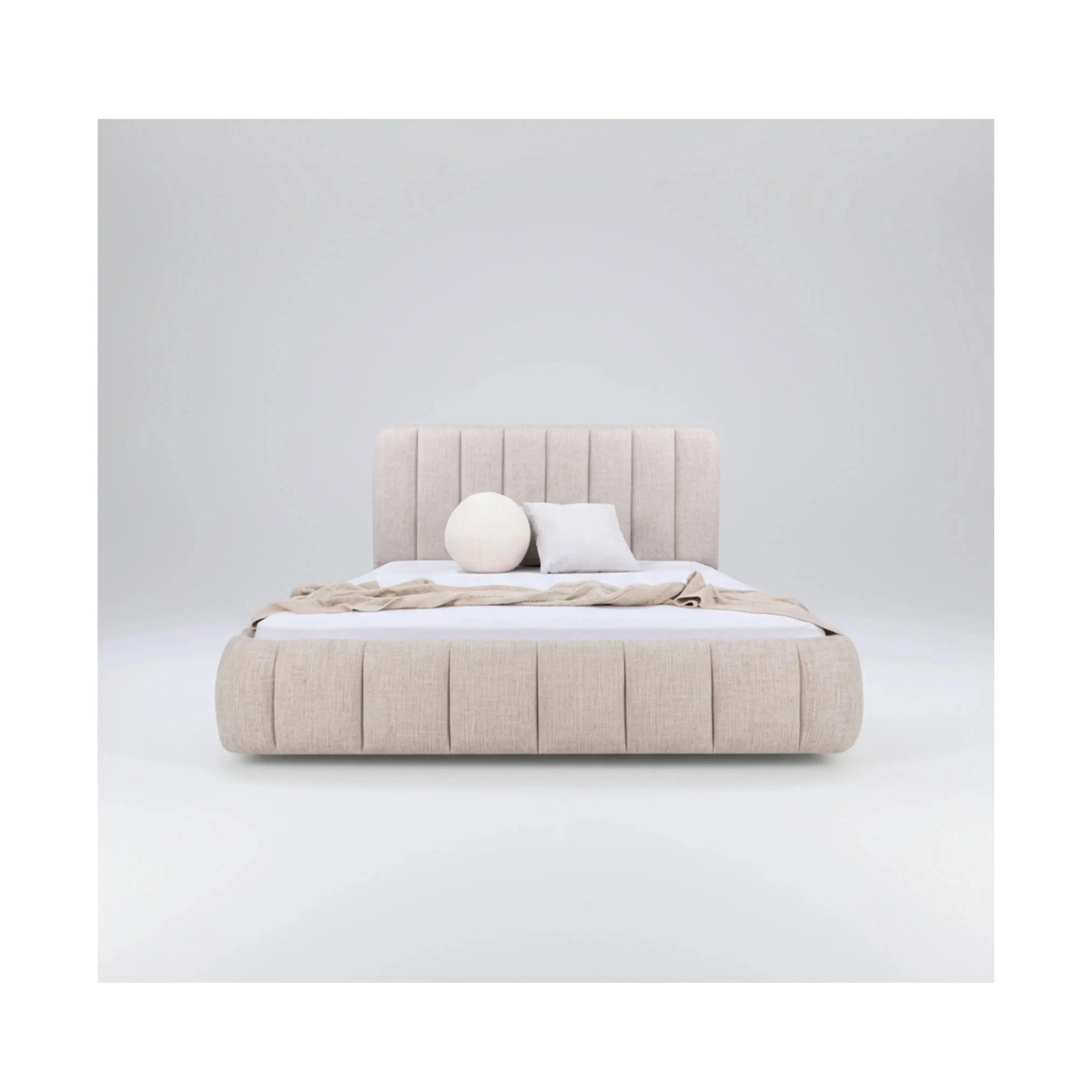 Cama Noir com cabeceira alta em acabamento escuro e design minimalista sofisticado