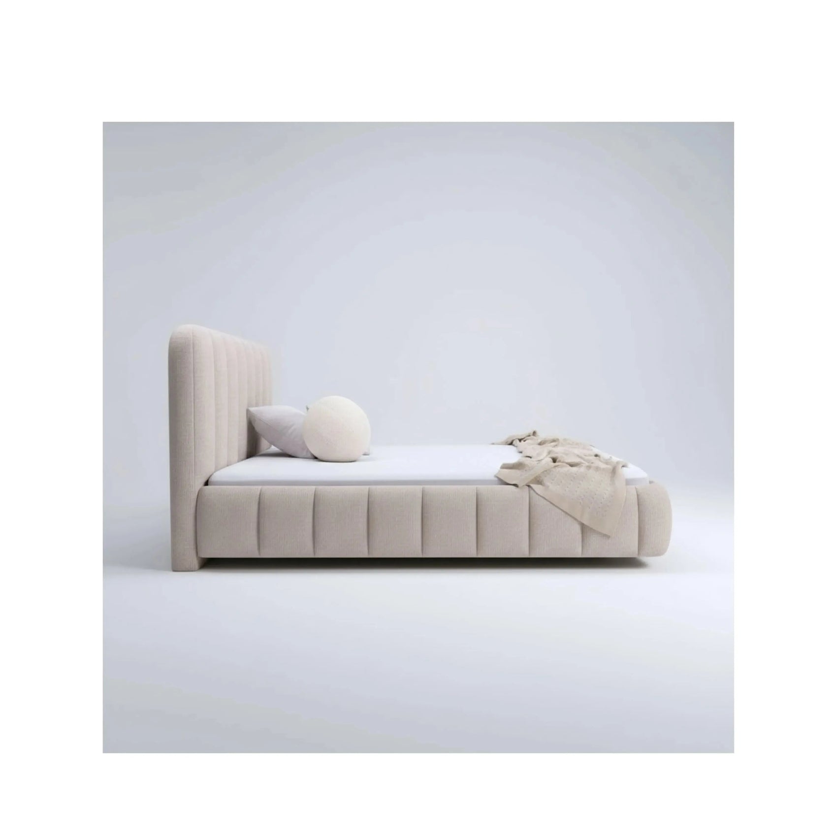 Cama Noir com cabeceira alta em acabamento escuro e design minimalista sofisticado