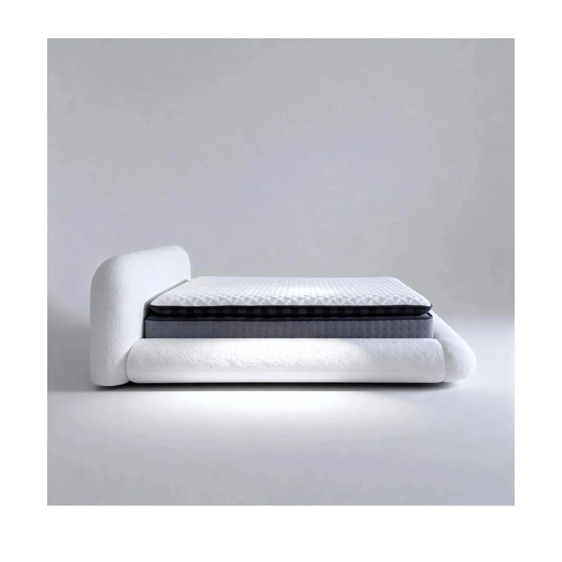 Cama Nuvem – cama estofada com design orgânico e cabeceira arredondada