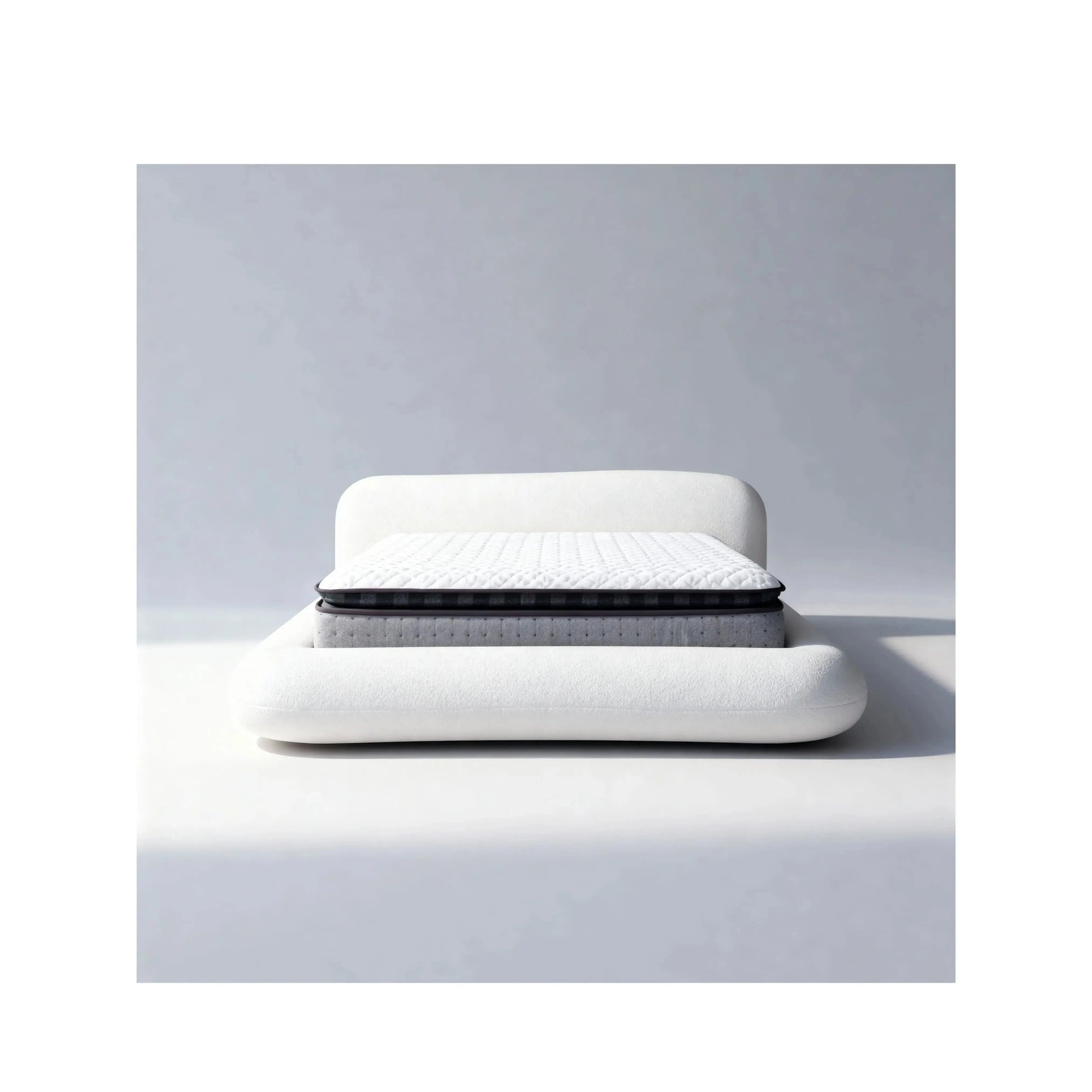 Cama Nuvem – cama estofada com design orgânico e cabeceira arredondada