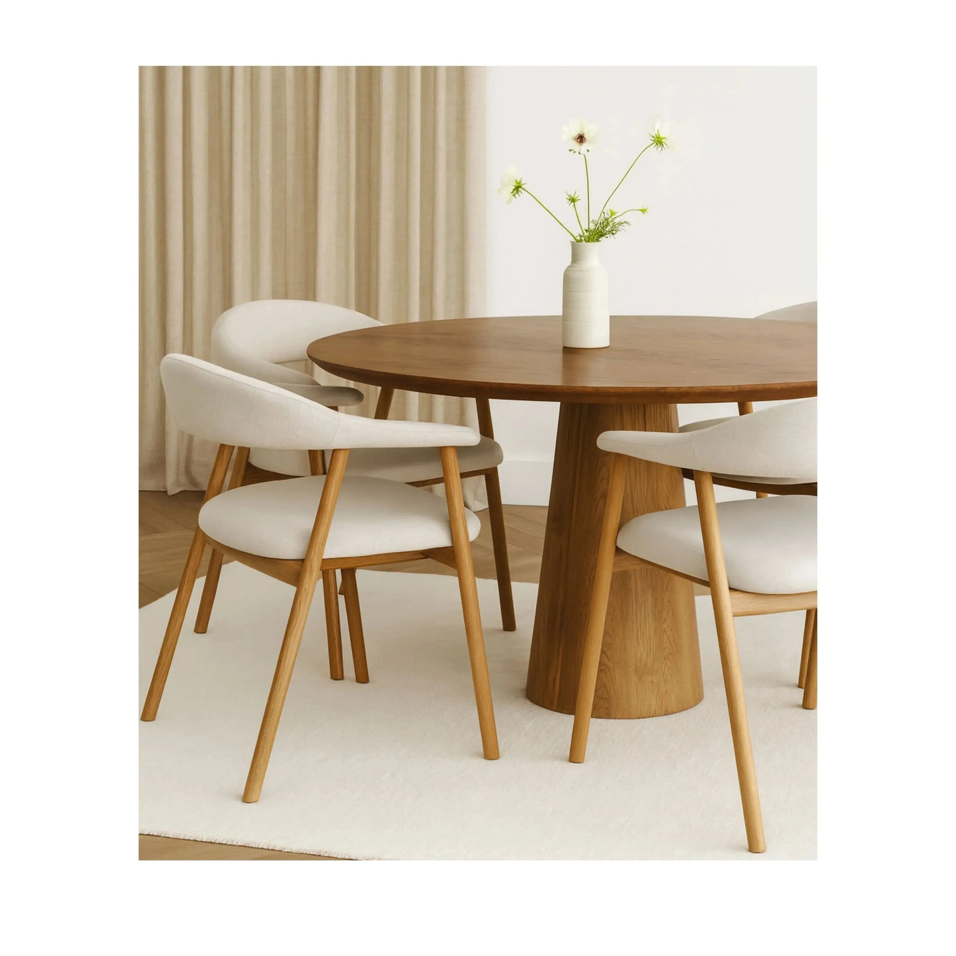 Cadeira Onda – cadeira de jantar com curvas fluidas em revestimento bouclé ou courino
