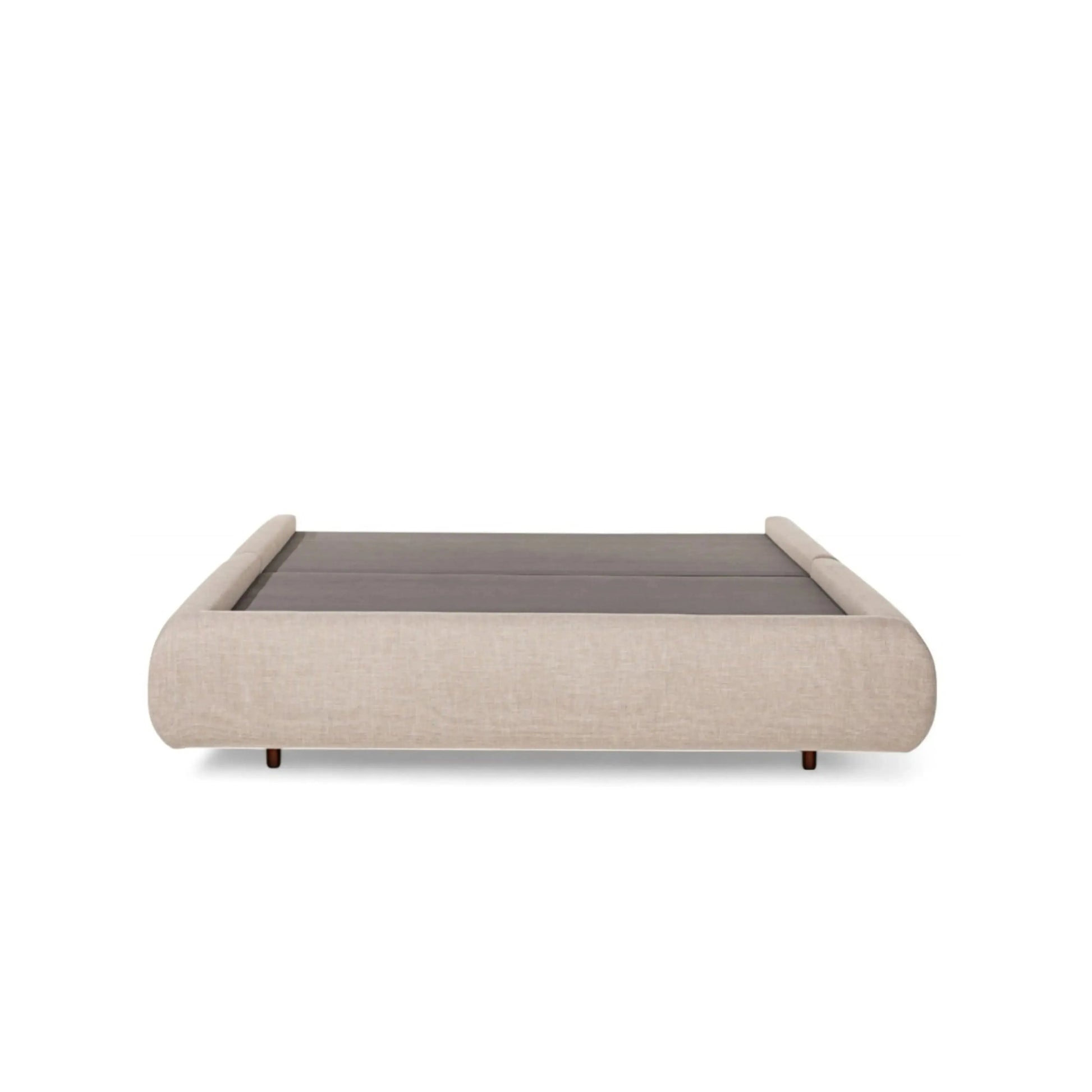 Cama Orion – cama estofada de design imponente com cabeceira de grande porte em linho ou bouclé