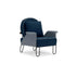 Poltrona Forge – bicolor azul marinho e cinza com pernas hairpin em metal escuro
