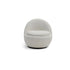 Poltrona Eco – forma esférica em bouclé branco com base giratória preta 360 graus