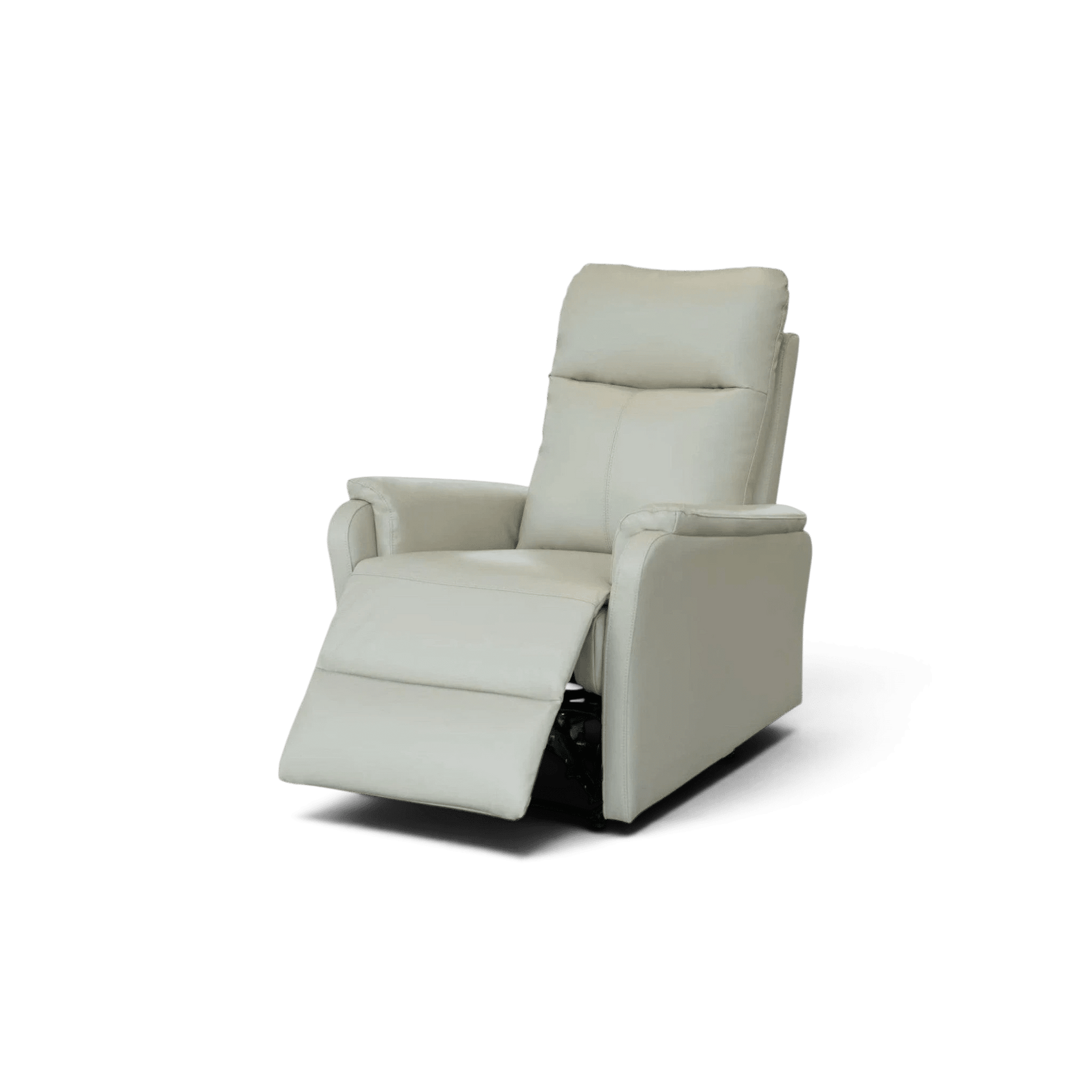 Poltrona reclinável off-white com apoio para os pés elevado e estrutura acolchoada