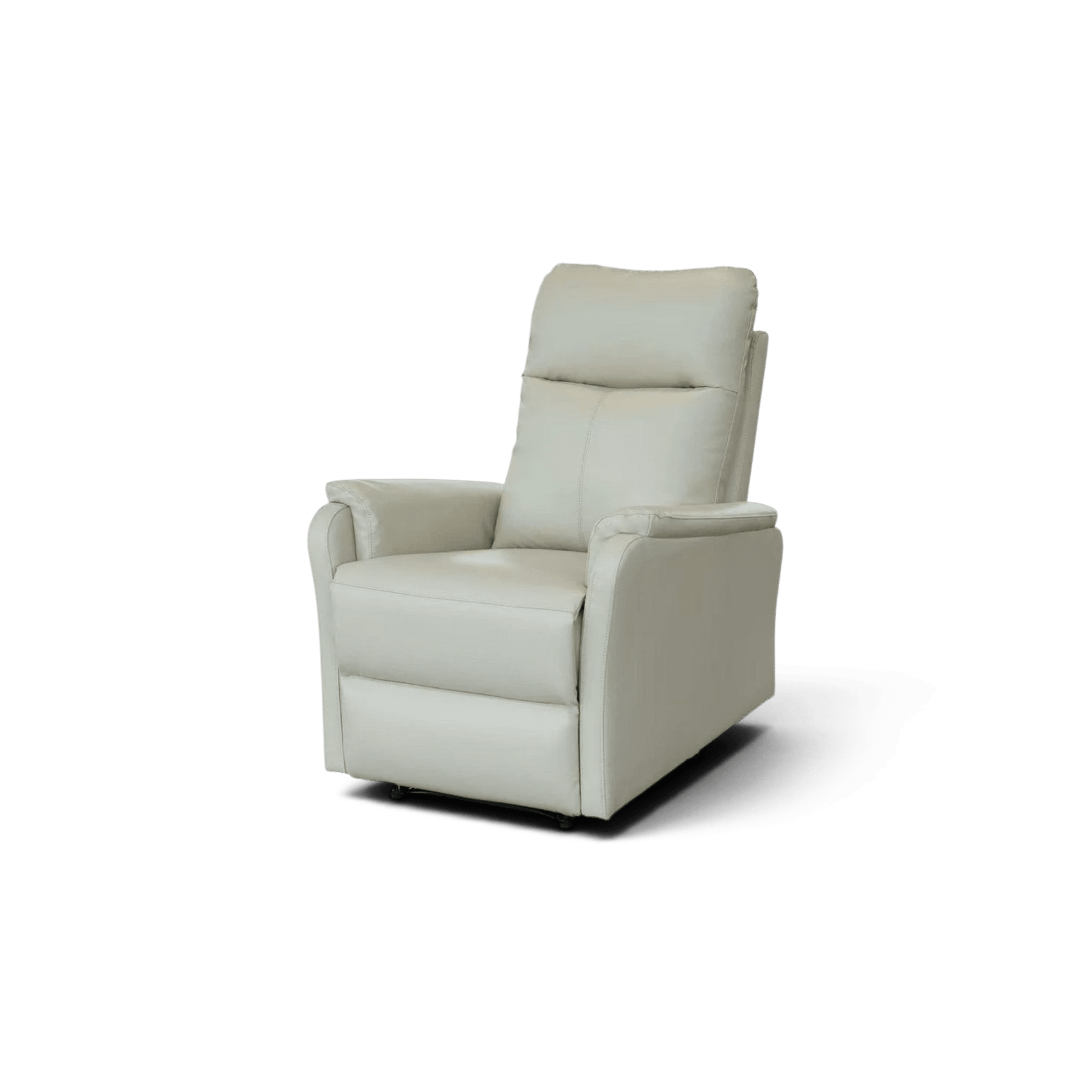 Poltrona reclinável off-white com encosto alto e braços acolchoados