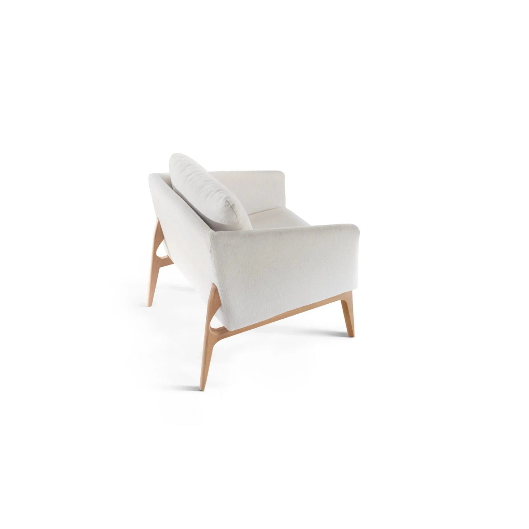 Poltrona Unique – poltrona estofada em linho com design arrojado e pés em madeira