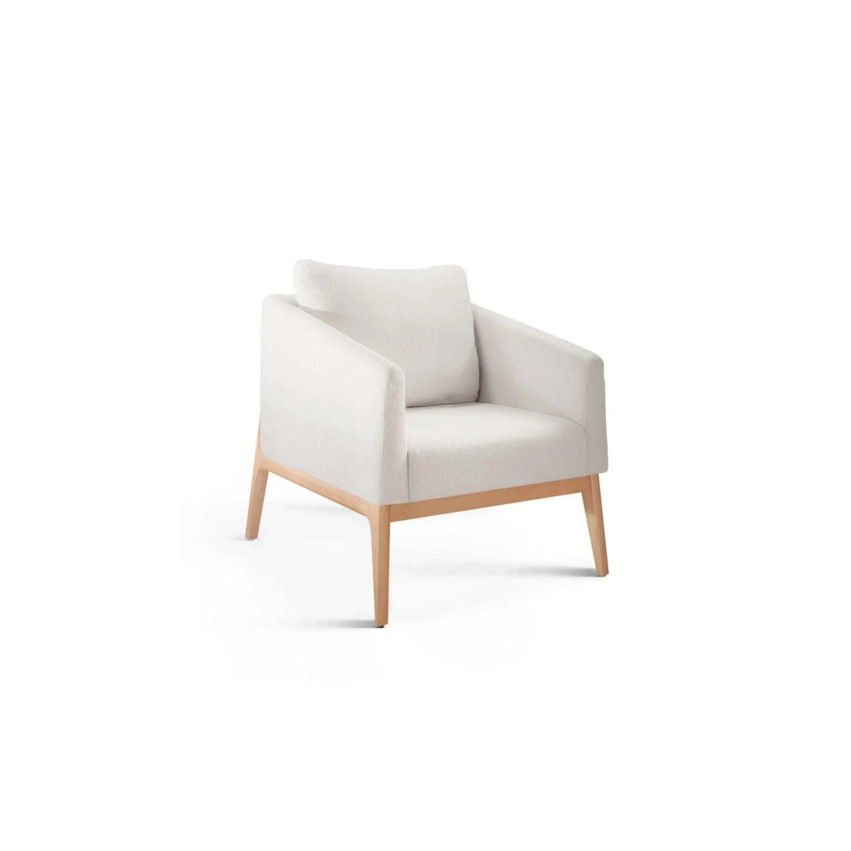 Poltrona Unique – poltrona estofada em linho com design arrojado e pés em madeira