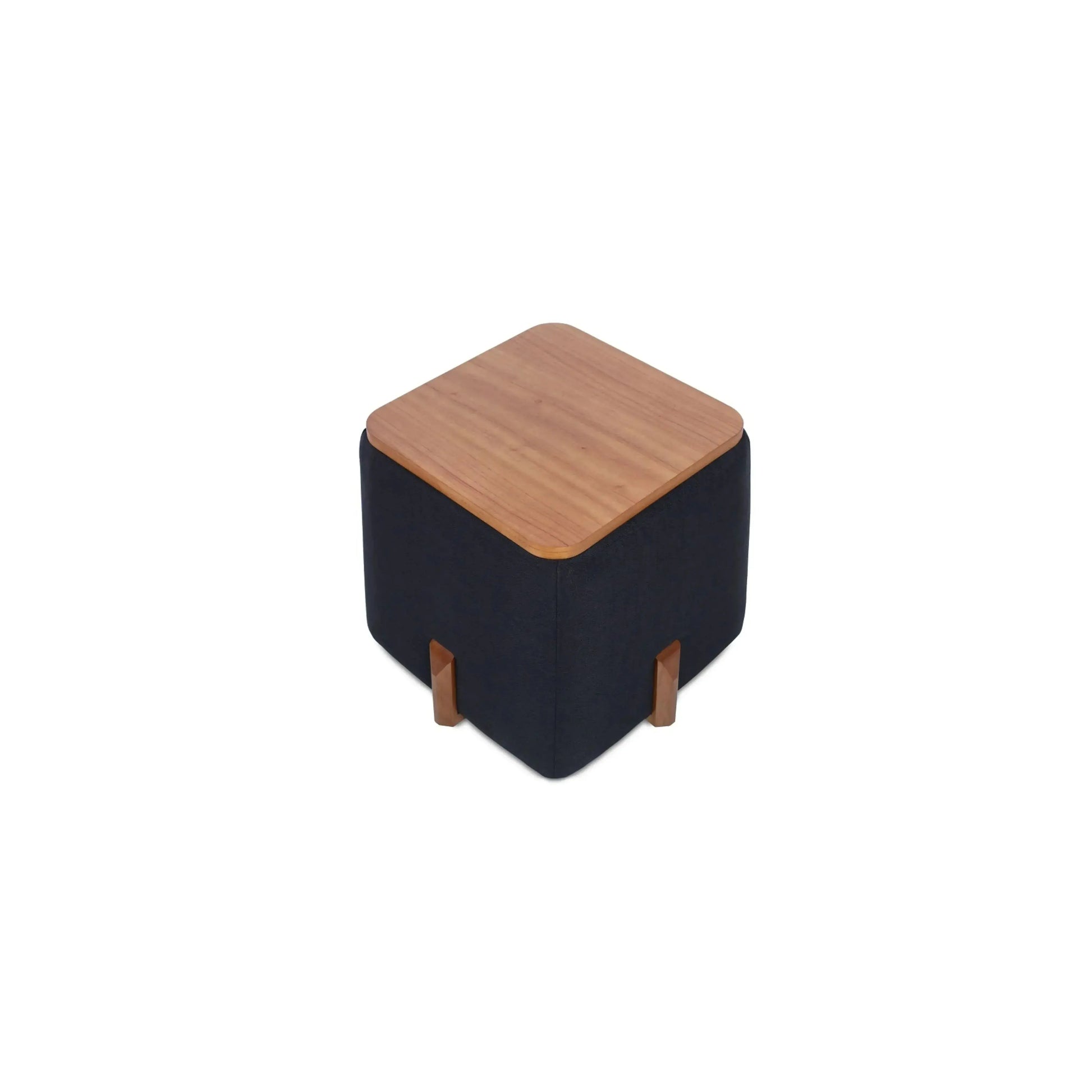 Puff Coral – puff em linho natural com pés em madeira e design contemporâneo