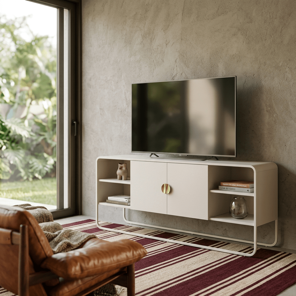 Rack Rack Dalia 150cm 2 Portas Orgânico Pé Metal | Offwhite/Branco Horizon Interiores