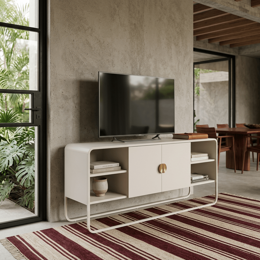 Rack Rack Dalia 150cm 2 Portas Orgânico Pé Metal | Offwhite/Branco Horizon Interiores