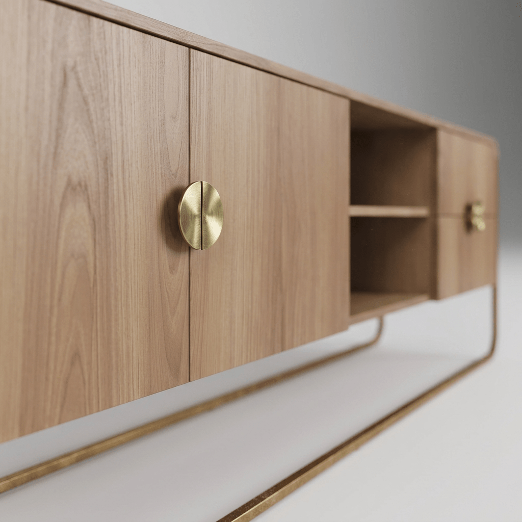 Racks e painéis Rack Dalia 180cm 2 Portas 2 Gavetas Orgânico Pé Metal | Hanover/Dourado Horizon Interiores