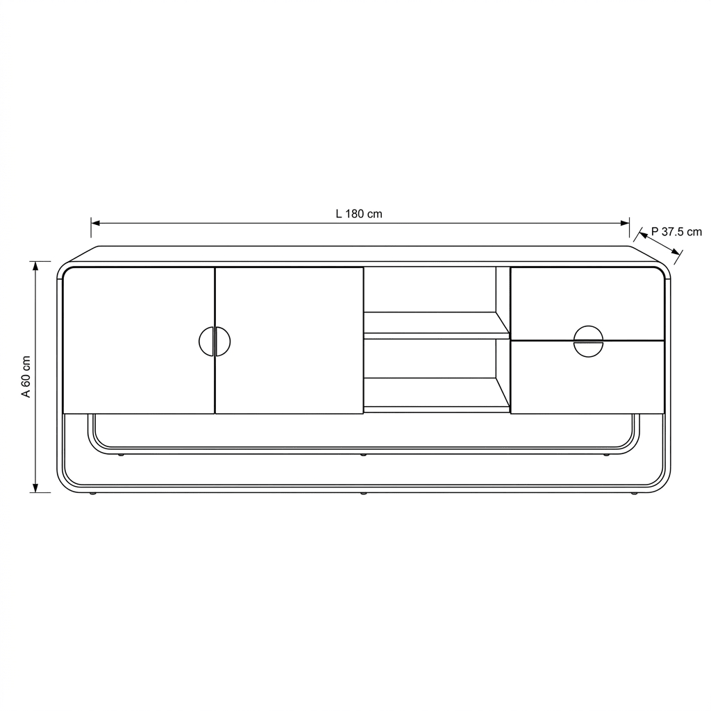 Racks e painéis Rack Dalia 180cm 2 Portas 2 Gavetas Orgânico Pé Metal | Hanover/Dourado Horizon Interiores