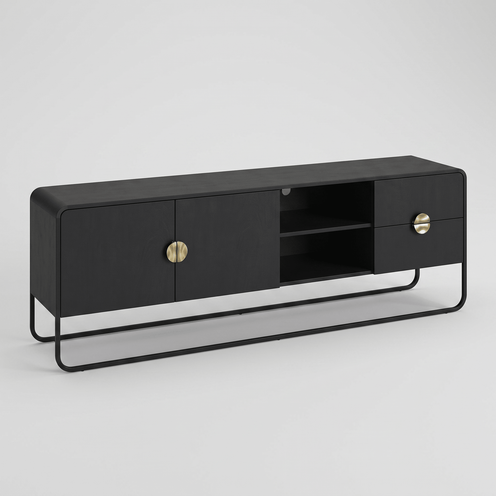Racks e painéis Rack Dalia 180cm 2 Portas 2 Gavetas Orgânico Pé Metal | Hanover/Dourado Horizon Interiores