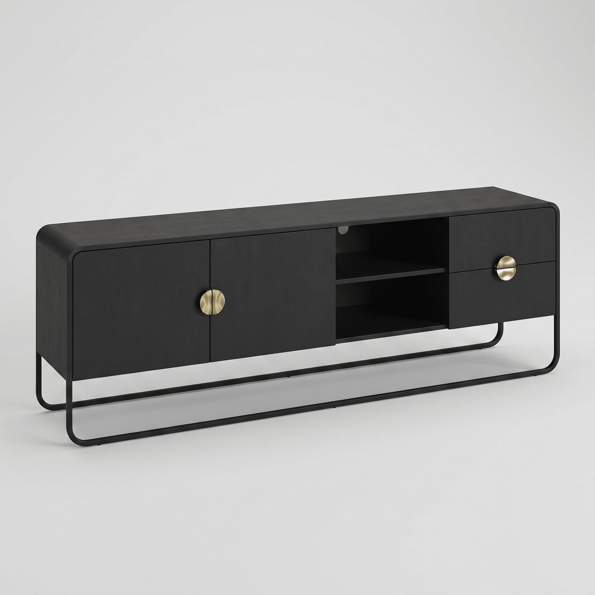 Racks e painéis Rack Dalia 180cm 2 Portas 2 Gavetas Orgânico Pé Metal | Hanover/Dourado Horizon Interiores