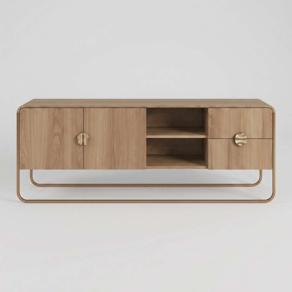Racks e painéis Rack Dalia 180cm 2 Portas 2 Gavetas Orgânico Pé Metal | Hanover/Dourado Horizon Interiores
