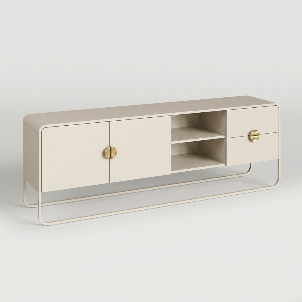 Racks e painéis Rack Dalia 180cm 2 Portas 2 Gavetas Orgânico Pé Metal | Hanover/Dourado Horizon Interiores