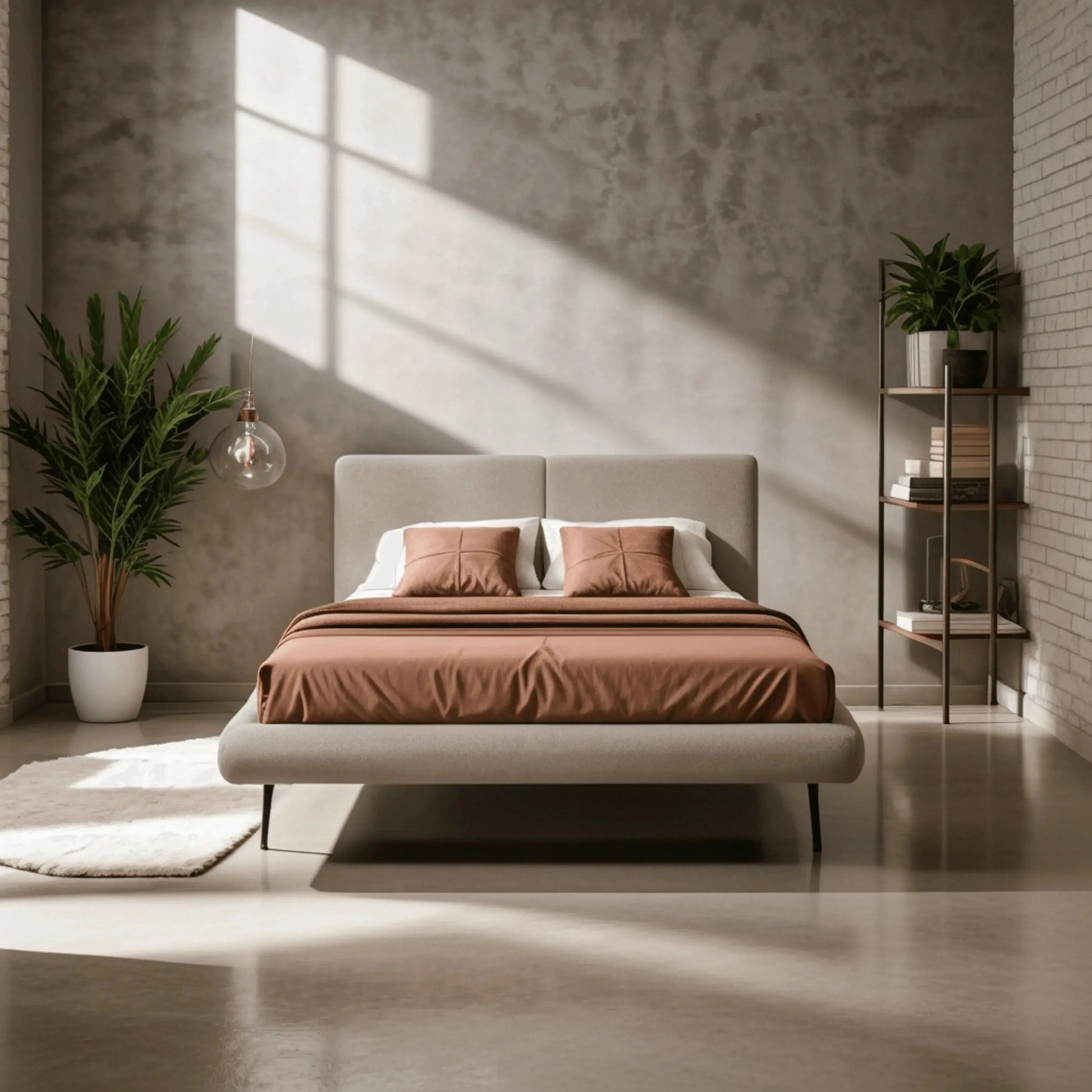 Cama Lavinia Queen – cama com cabeceira alta em courino de 129 cm para quarto sofisticado