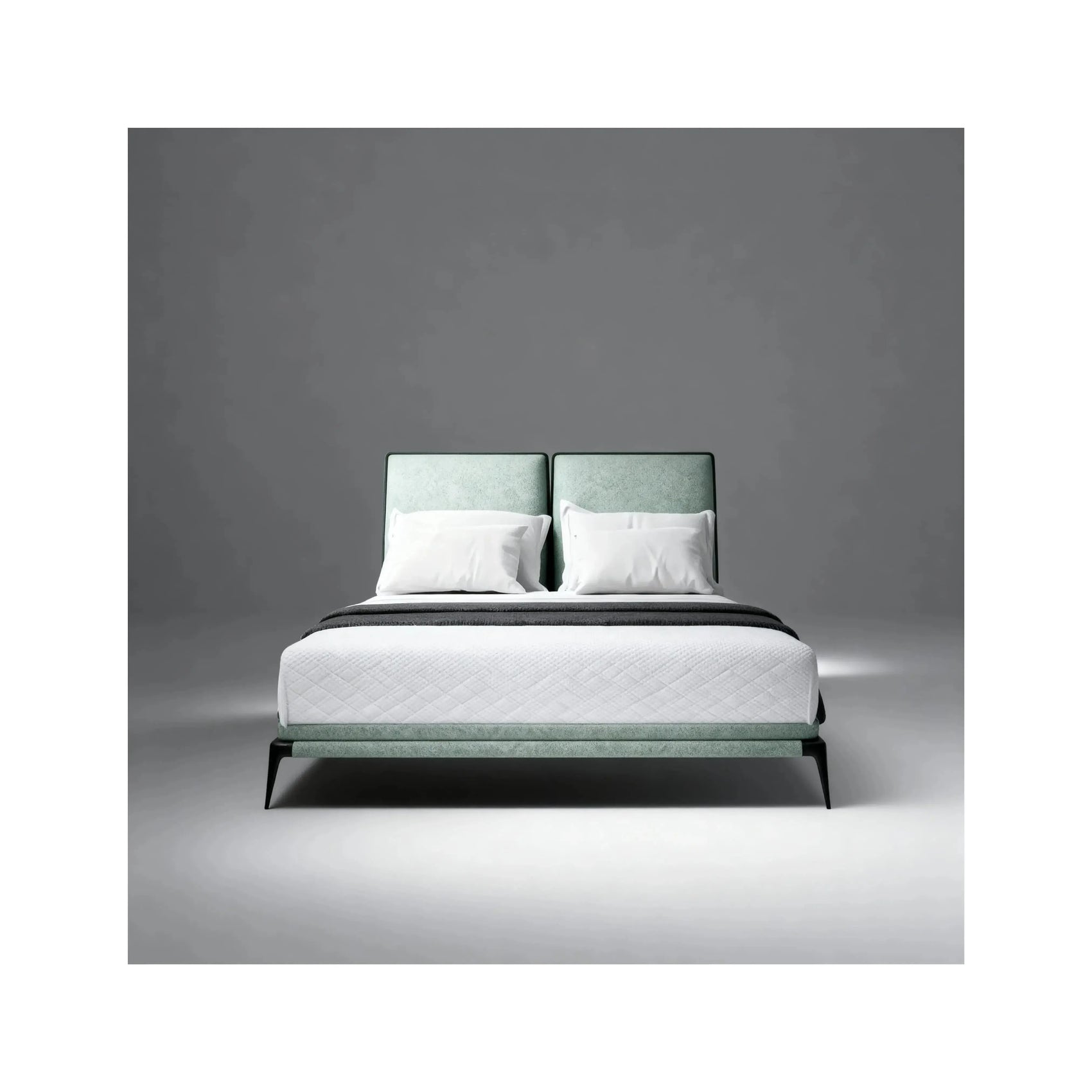 Cama Selene – cama estofada clean com design retilíneo e minimalista