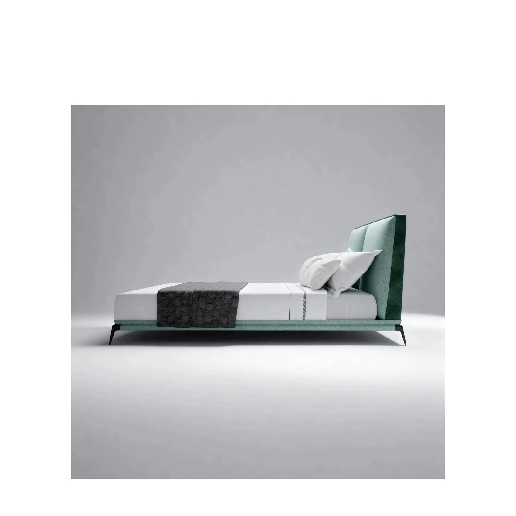 Cama Selene – cama estofada clean com design retilíneo e minimalista