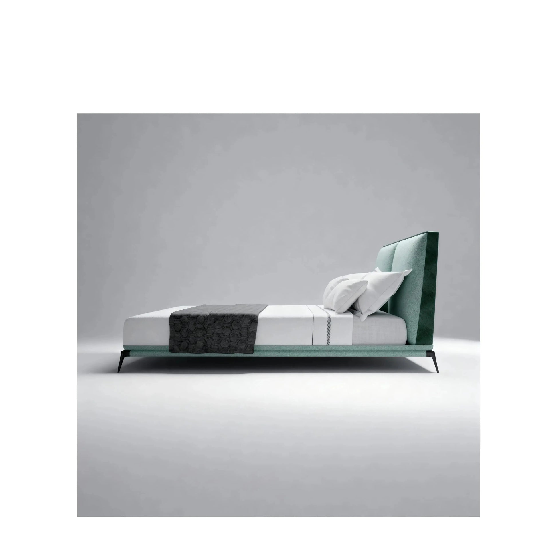 Cama Selene – cama estofada clean com design retilíneo e minimalista