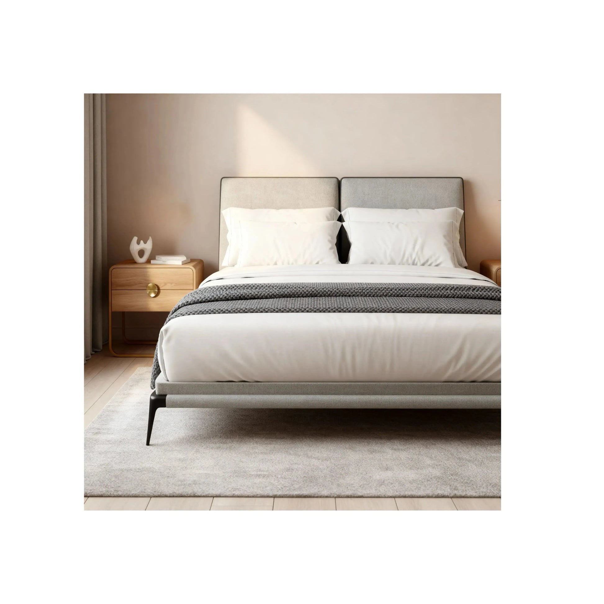 Cama Selene – cama estofada clean com design retilíneo e minimalista