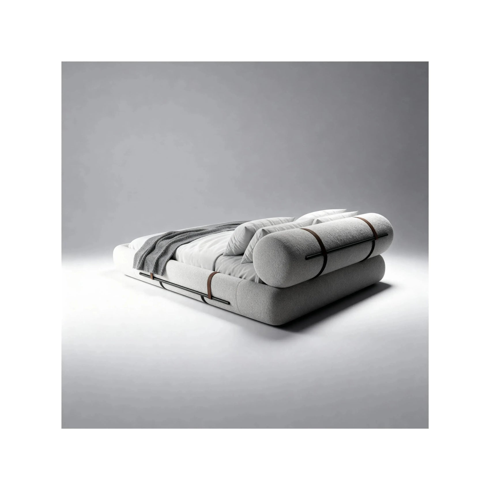 Cama Sheep – cama estofada com design orgânico e cantos arredondados