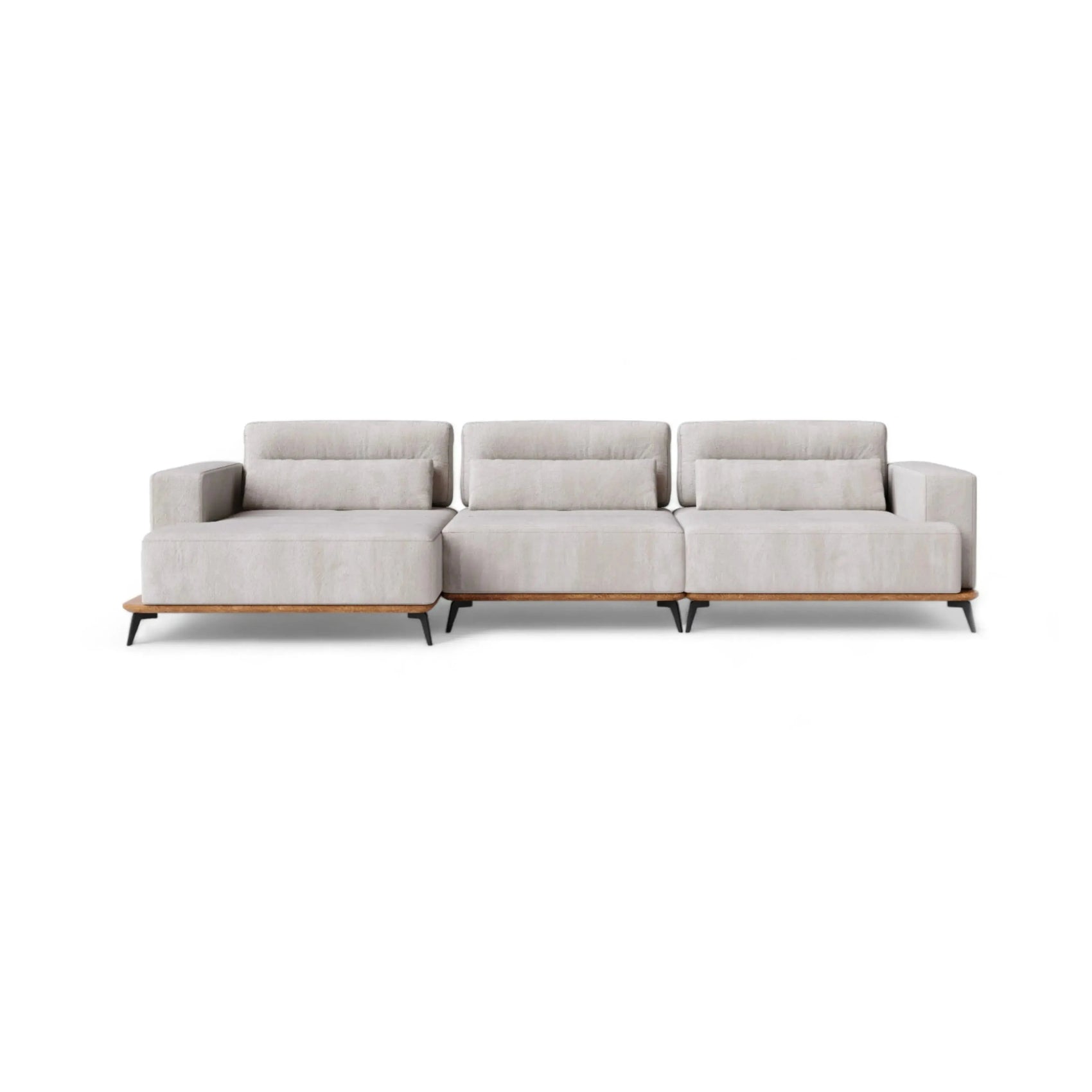Sofá Living Liberty – sofá com chaise integrada e braços largos de design contemporâneo