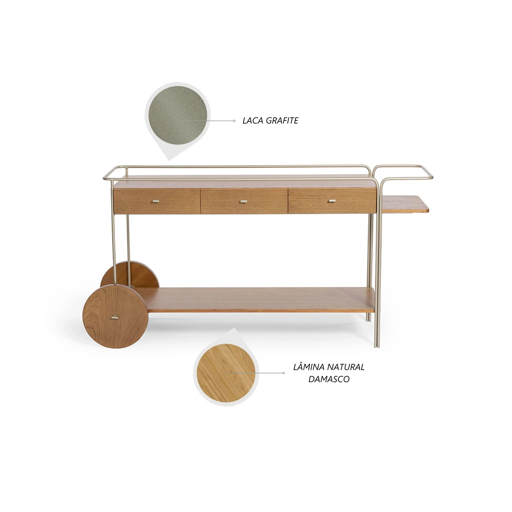 Aparador Cargo – aparador em laminado natural e estrutura metálica com design industrial
