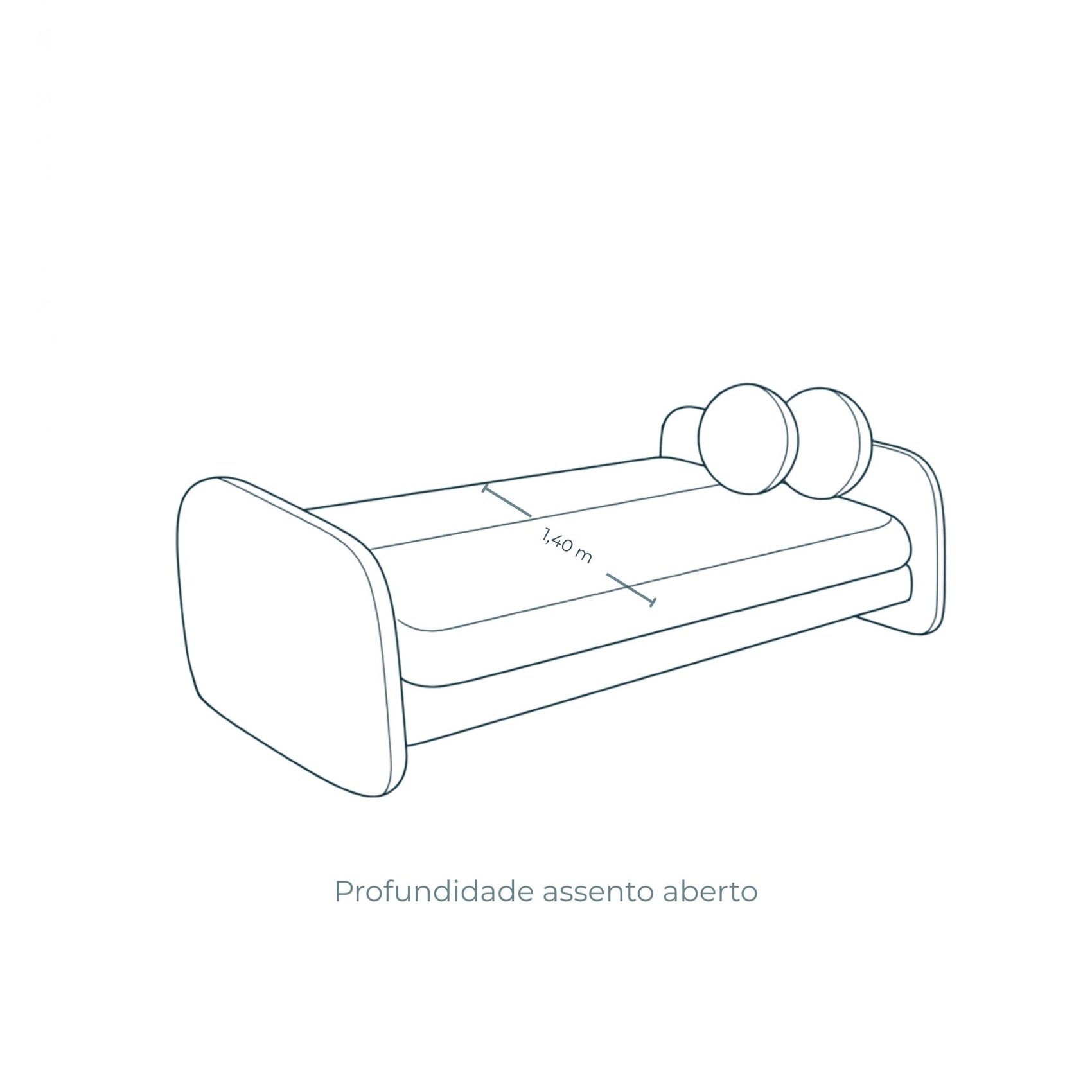Sofá-cama Orbi com assento amplo e almofadas traseiras arredondadas