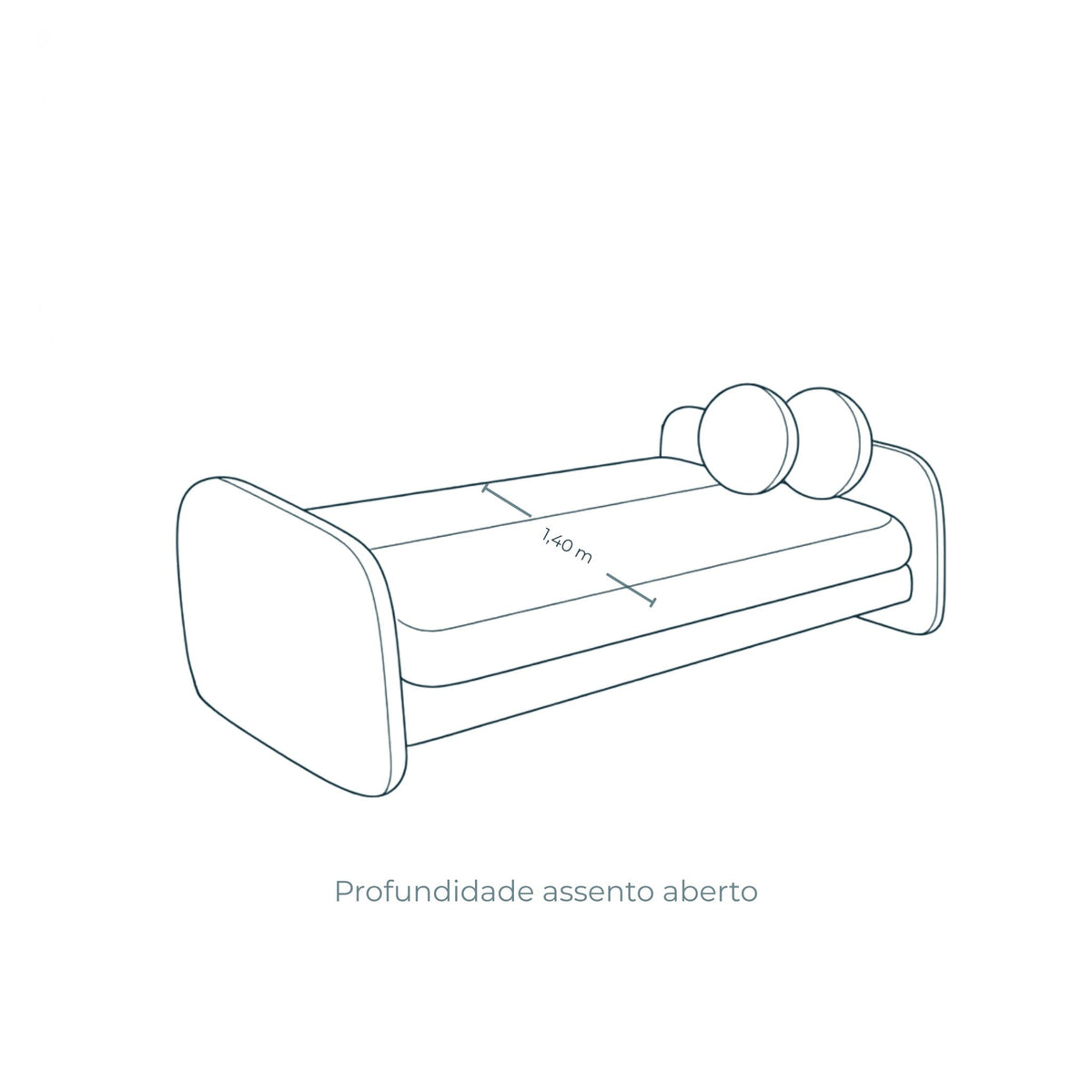Sofá-cama Orbi com assento amplo e almofadas traseiras arredondadas