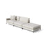 Sofá modular claro com chaise e almofadas decorativas