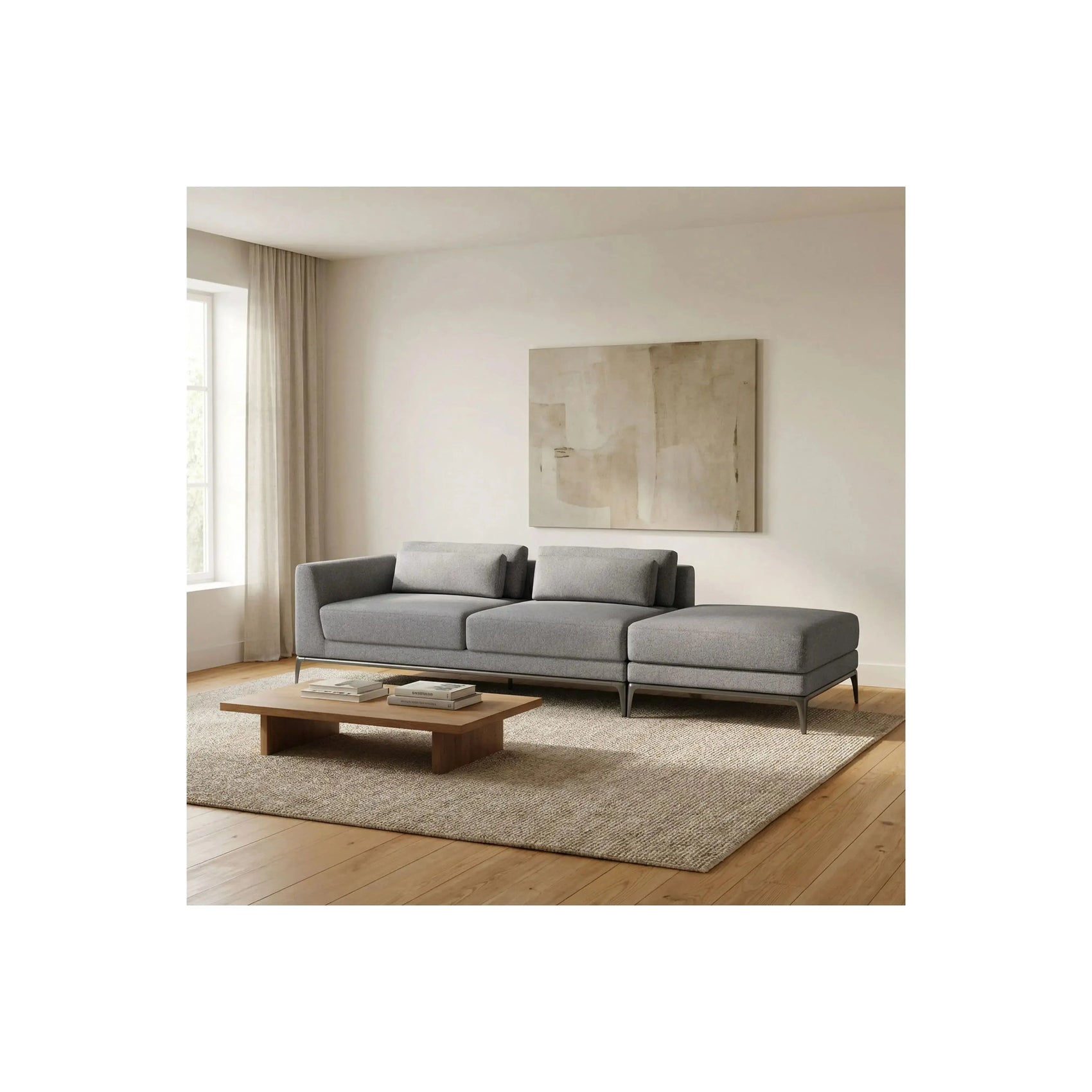 Sofá Sora Noa Living – sofá com puff integrado e pés metálicos em 5 opções de cor