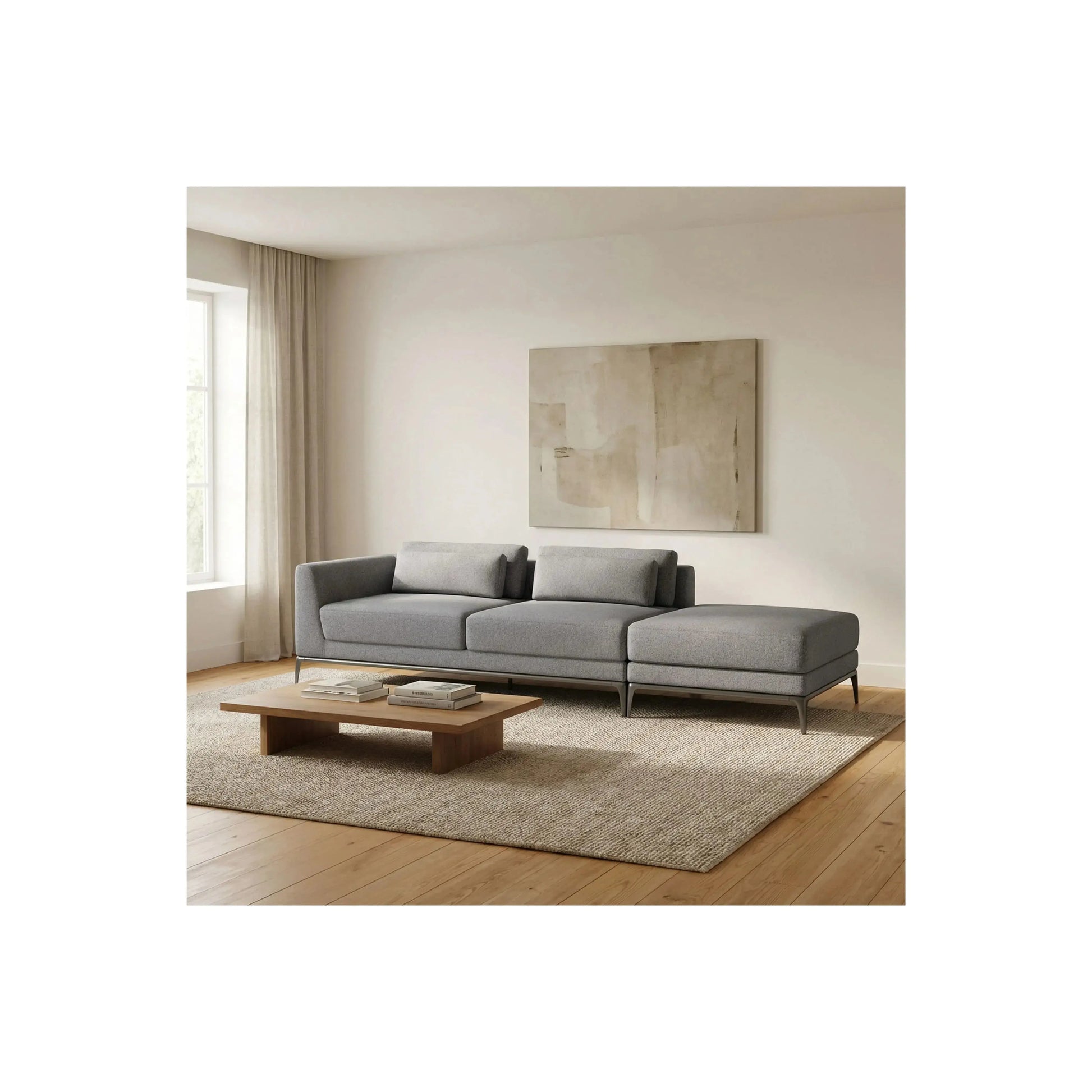 Sofá Sora Noa Living – sofá com puff integrado e pés metálicos em 5 opções de cor