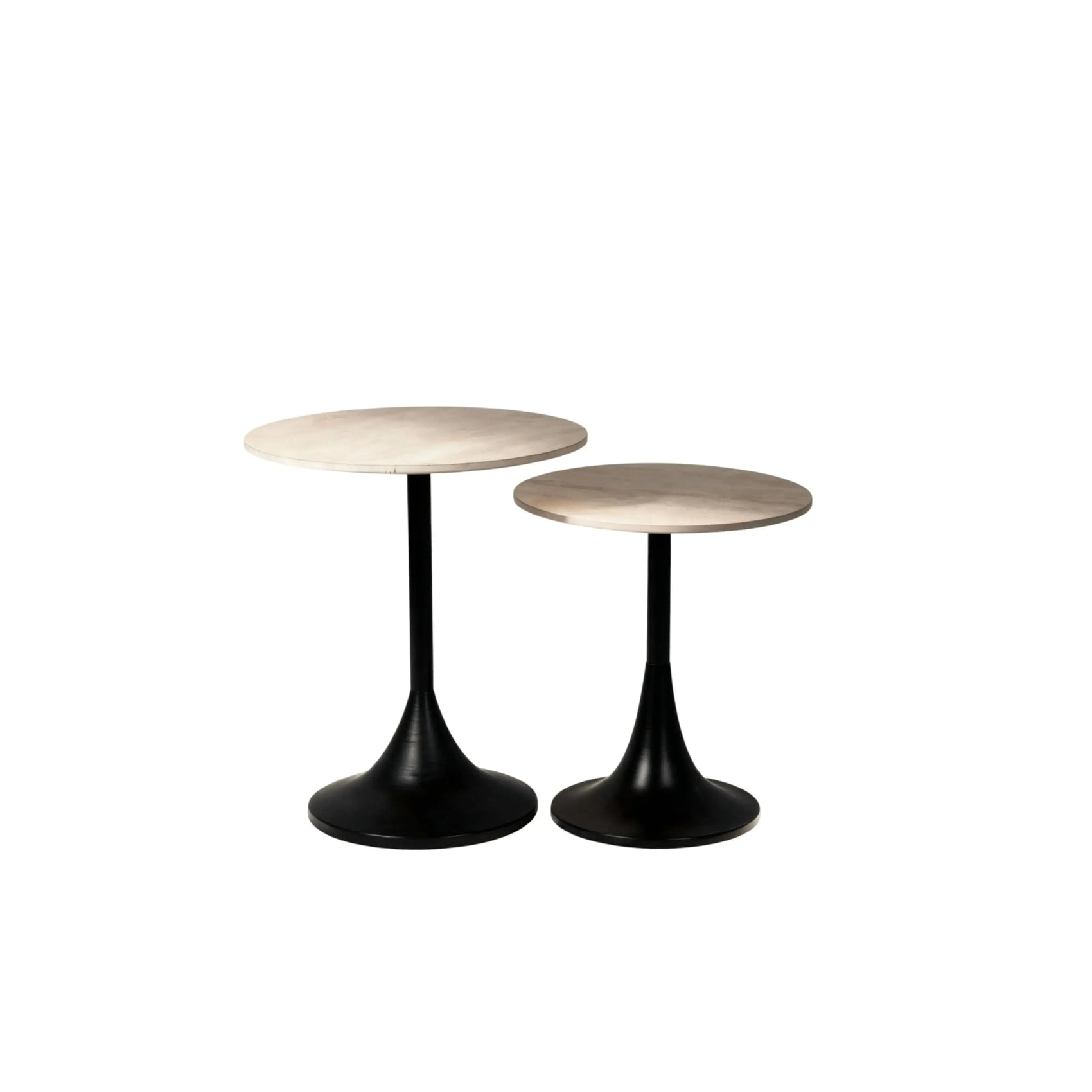 Combo Mesa Lateral Tulipa – conjunto de 2 mesas com tampo em mármore e base orgânica
