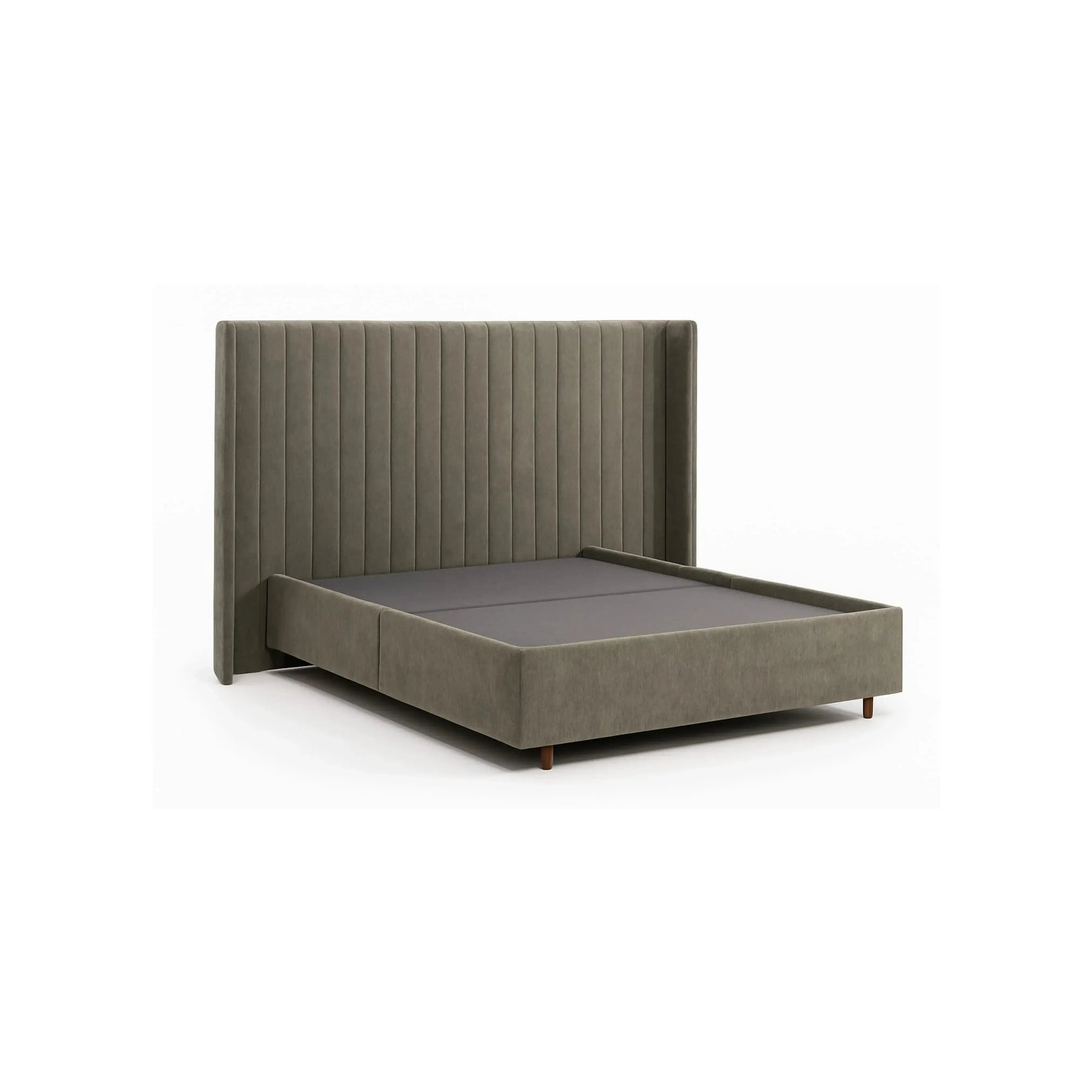 Cama Umbra – cama estofada de design sólido e envolvente com luxo discreto em linho ou bouclé