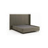 Cama Umbra – cama estofada de design sólido e envolvente com luxo discreto em linho ou bouclé