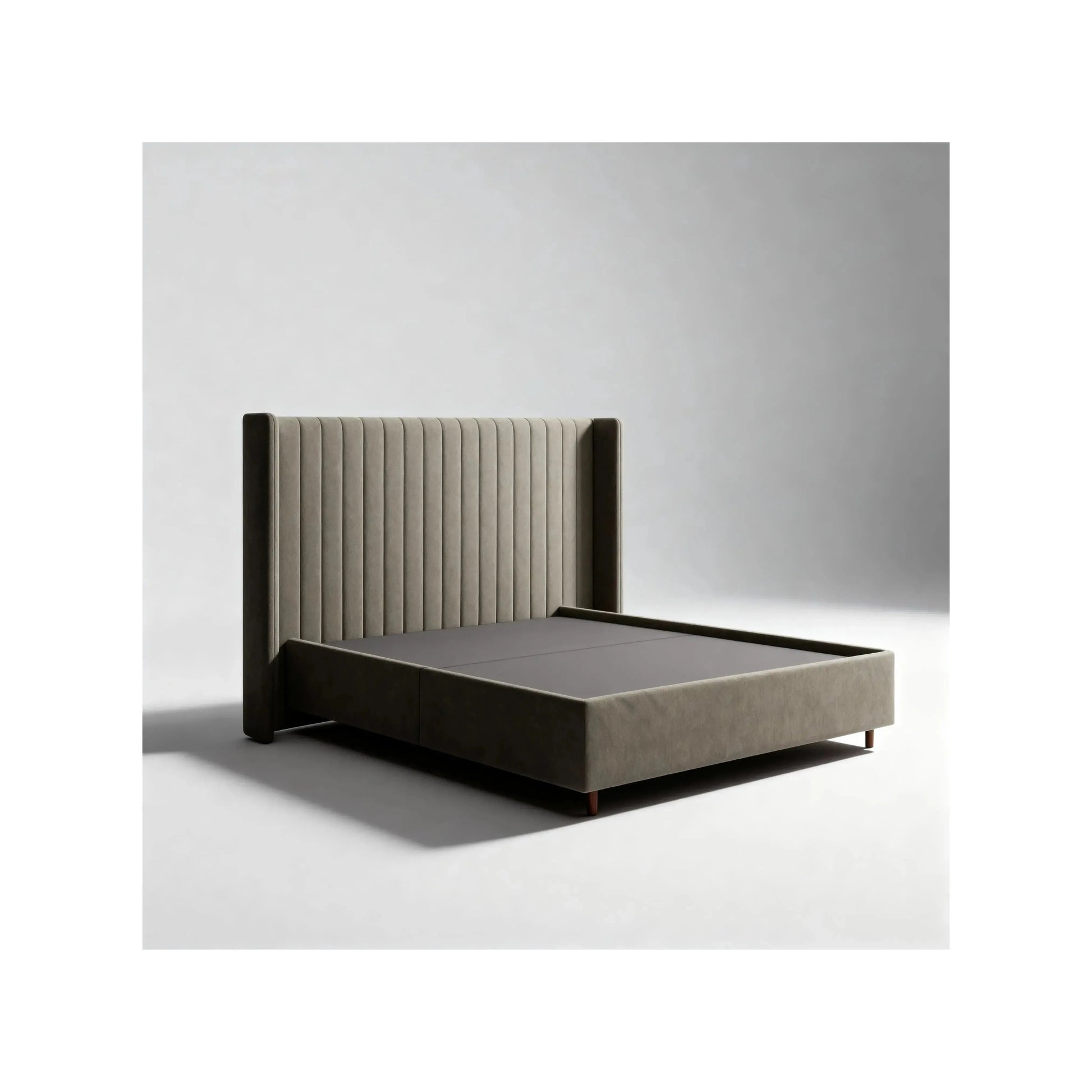 Cama Umbra – cama estofada de design sólido e envolvente com luxo discreto em linho ou bouclé