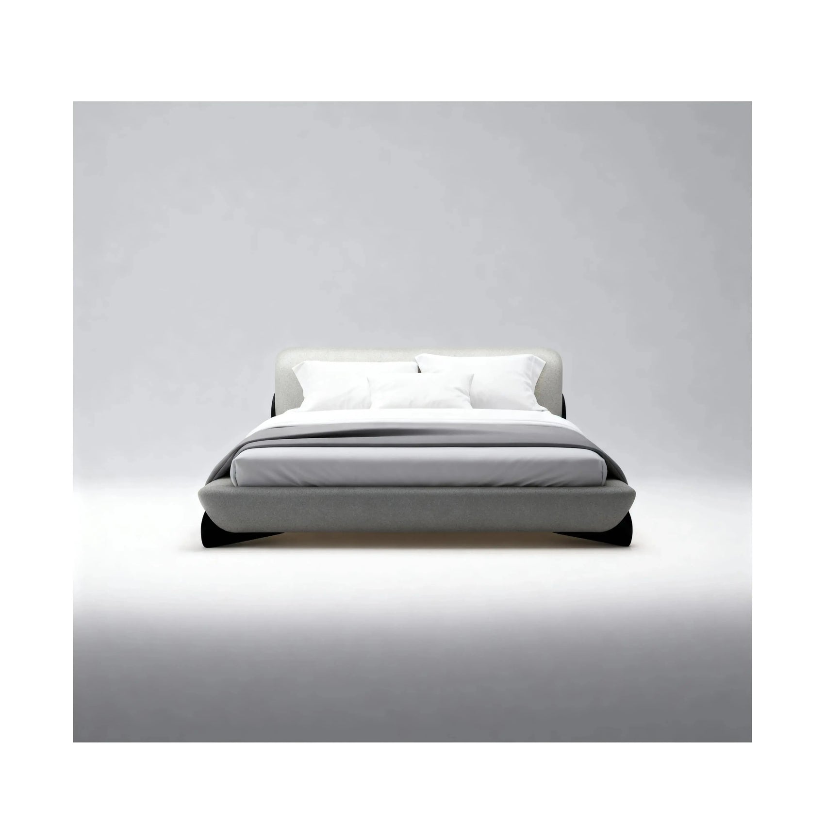 Cama Valora – cama estofada com estilo vintage e pés em madeira maciça tingida