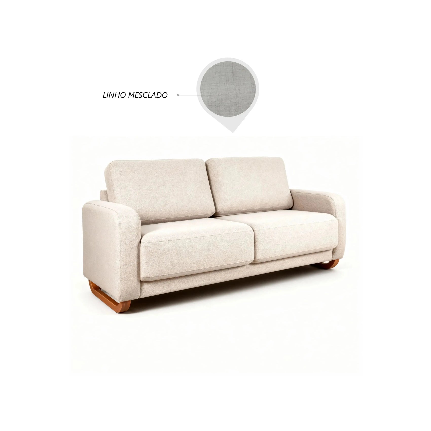 Sofá Living Vancouver – sofá em linho com estrutura em madeira e design contemporâneo